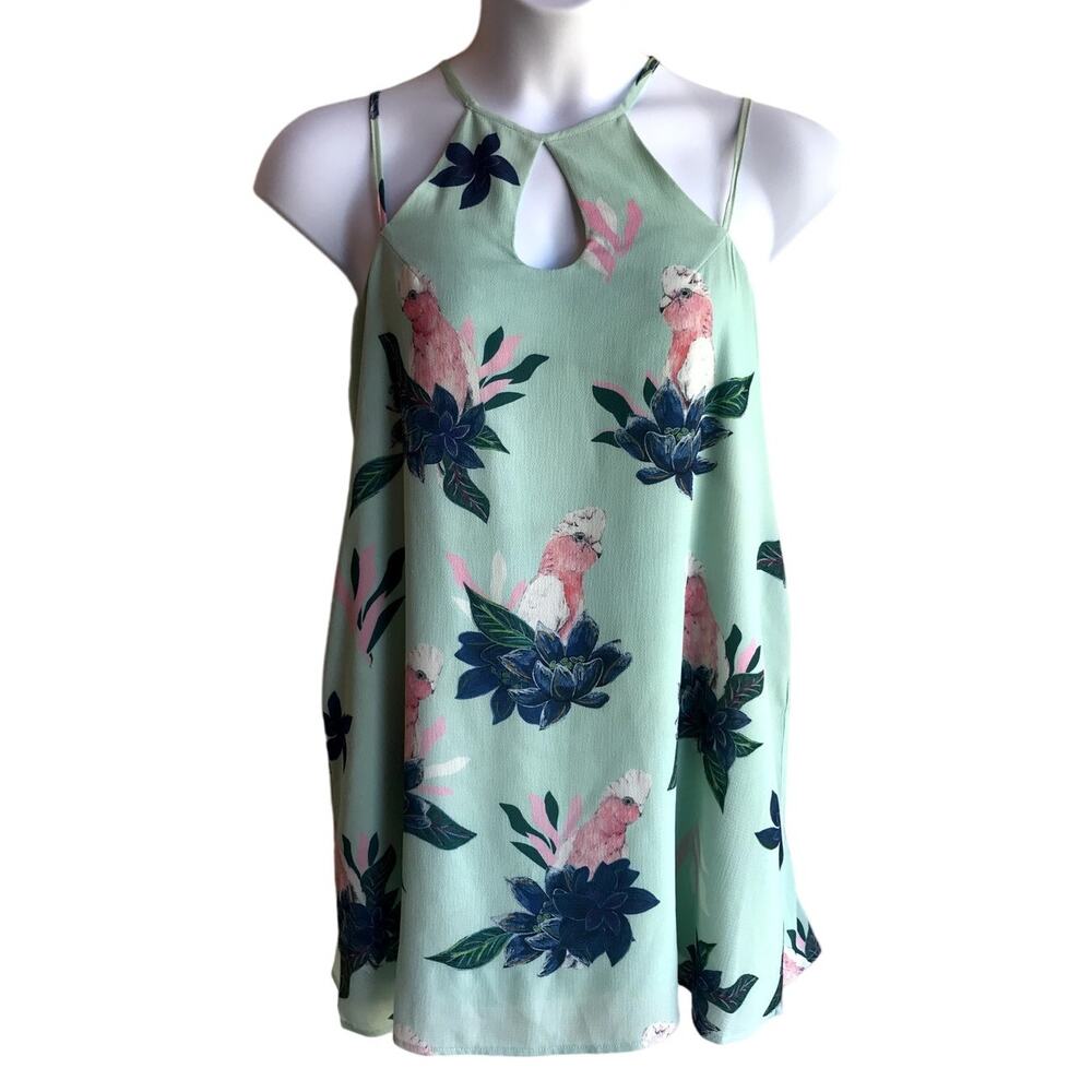 MinkPink Pink Cockatoo - Parrot Summer Sleeveless Strappy Mini Dress size L